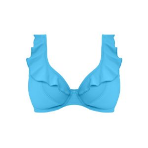 JEWEL COVE merevítős fodros bikini felső - türkiz