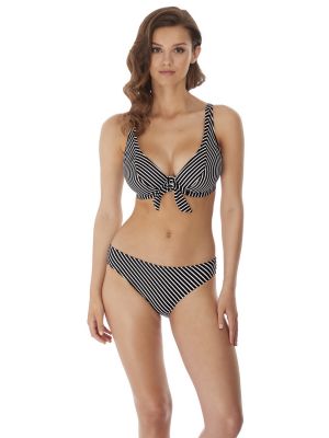 BEACH HUT merevítős hátul keresztezhető bikini felső - fekete