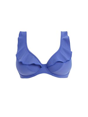 JEWEL COVE merevítős fodros bikini felső - kék