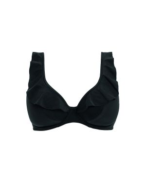 JEWEL COVE merevítős fodros bikini felső - fekete