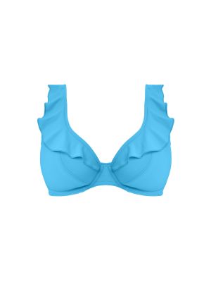 JEWEL COVE merevítős fodros bikini felső - türkiz