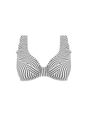 JEWEL COVE merevítős fodros bikini felső - fekete csíkos