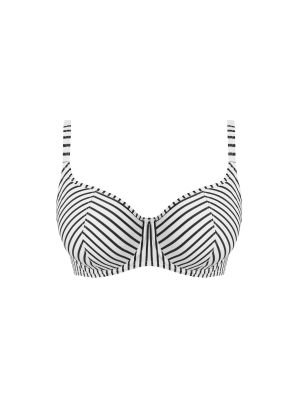 JEWEL COVE merevítős szivacsos bikini felső - fekete csíkos