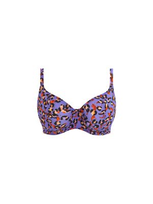 SANTIAGO NIGHTS merevítős mélykivágású bikini felső - leopárd