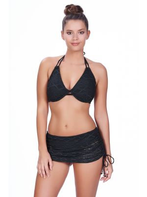 SUNDANCE merevítős nyakbakötős bikini felső - fekete