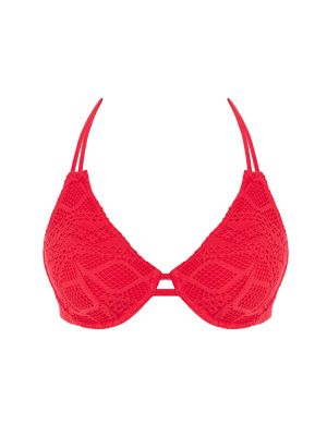 SUNDANCE merevítős nyakbakötős bikini felső - piros