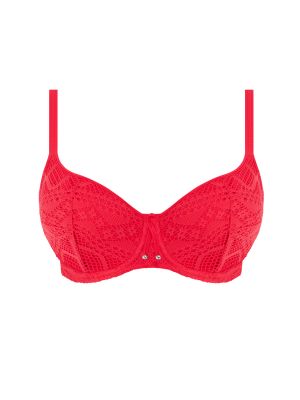 SUNDANCE merevítős szivacsos félkosaras bikini felső - piros